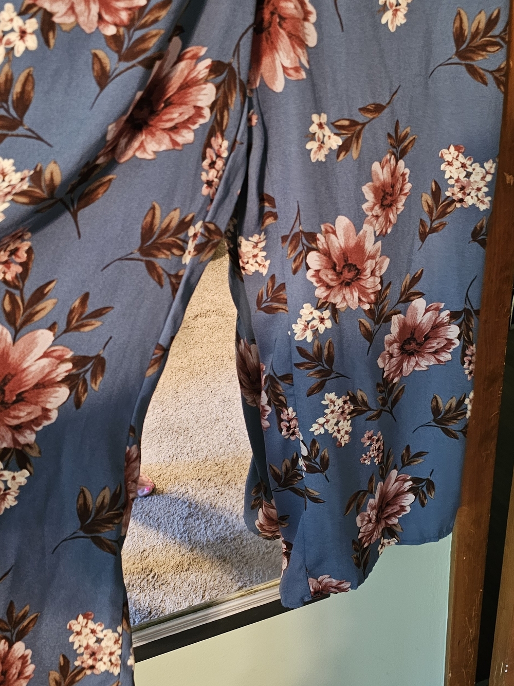 Blue Floral Button-Front Romper - Picture 3 of 5